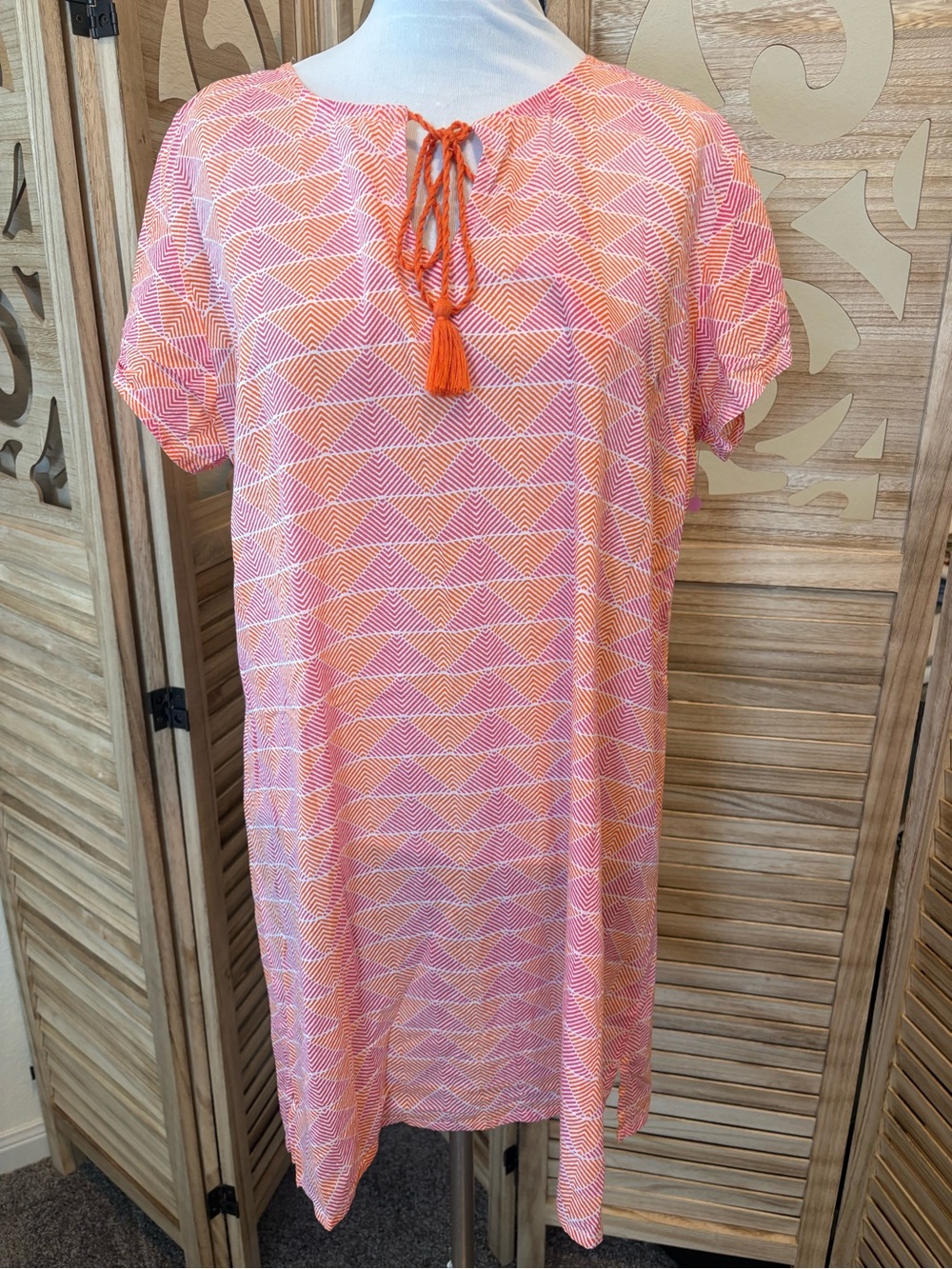 Oliphant Orange Pink Pullover Dress Size Large